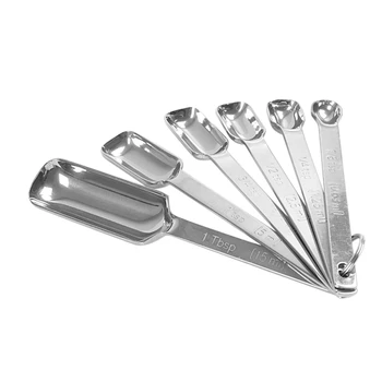 

2LB Depot Premium Stainless Steel Measuring Spoons - Set of 6 with Bonus Leveler Narrow Accurate Measuring Spoon Design Fits in