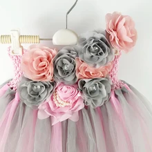 Розовое Тюлевое платье подружки невесты с цветочным узором для девочек Пышное Бальное Платье на день рождения, вечернее платье-пачка, вечерние платья принцессы на свадьбу