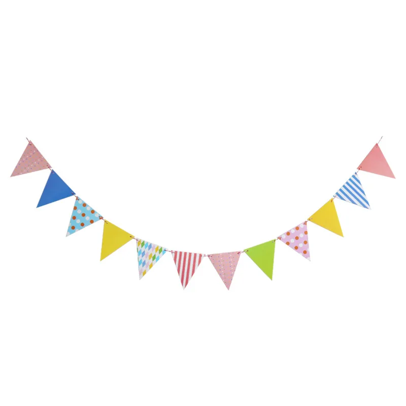 12 Flag Gold Silver Banner Garland DIY Glitter Bunting Paper Birthday Banner for Home Event Party Wedding Party Decoration