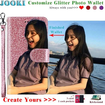 

Aquos S3 mini Case Glitter Personalized Photo Leather Wallet For Sharp Aquos S3 mini Pink leather ladies Women's Wallet Bag