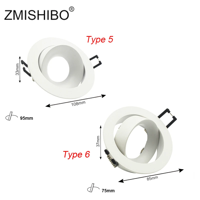 ZMISHIBO светодиодный светильник 75 мм 90 мм С Вырезанным отверстием, встраиваемый потолочный Точечный светильник с рамкой, сменная лампа MR16 GU5.3/GU10/E27, розетки