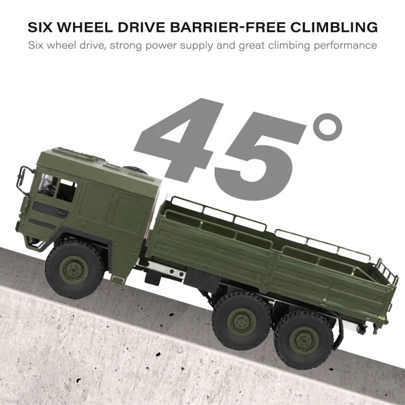 Children Chrismass Gift Large Military Radio Control Truck 2.4G Loading 6WD 6 Wheel RC Army Truck Toys Rock Crawler Electric Toy