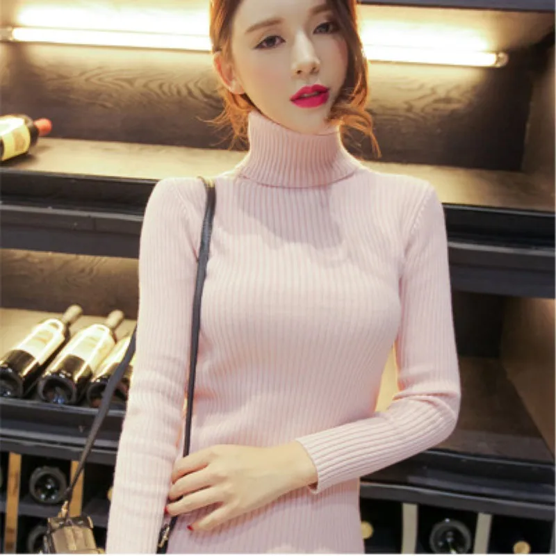 Sweaters women invierno 2019 Women Knitted Pullover Sweaters Turtleneck Long Sleeve Solid Slim maglioni donna winter clothes