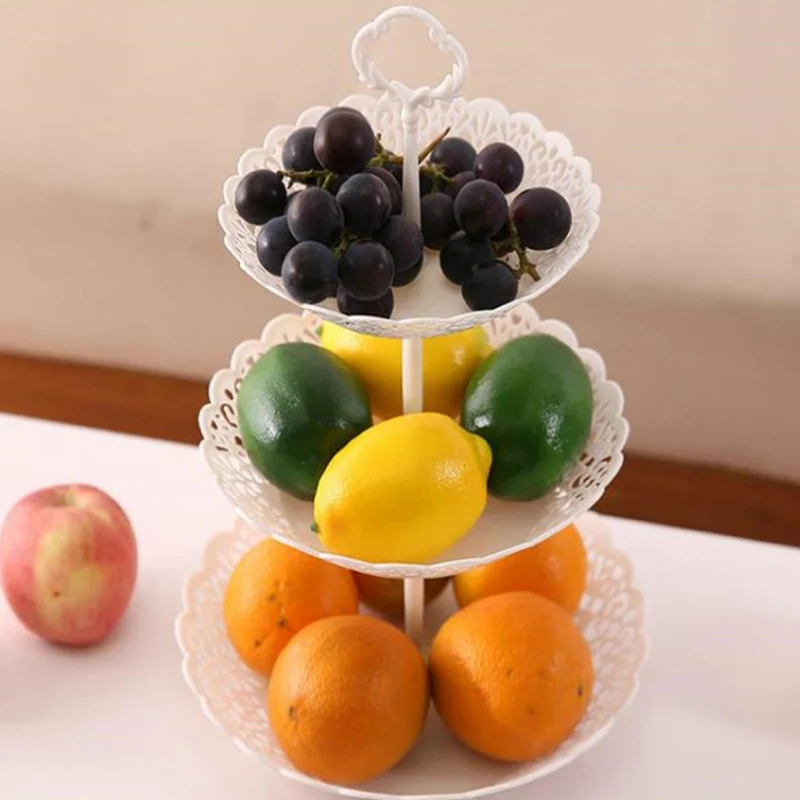 Трехслойный набор фруктовых тарелок торт десерт стойки тарелки полые европейские свадебные вечерние фруктовые корзины съемный снек леденец
