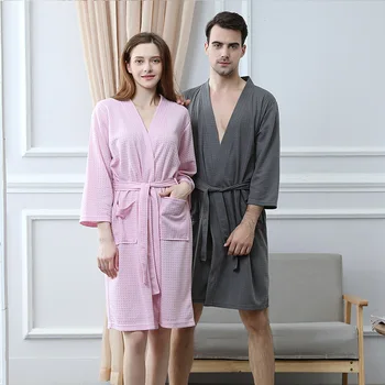 

2020 Waffle Fabric Robes Beauty Couple Gowns Summer couple nightgown Newest Style