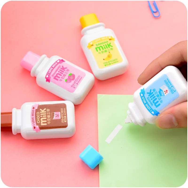 Random Color Kawaii Stationery Office School Supplies 4pcs Cute Milk Shape Correction Tape