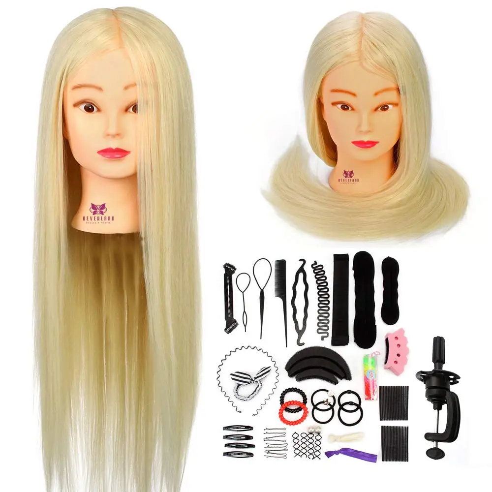 

26" Head Mannequin Head High Temperature Fiber Hair Training Practicing Wig Head Dummy Doll Heads Hairdressing Hairstyles