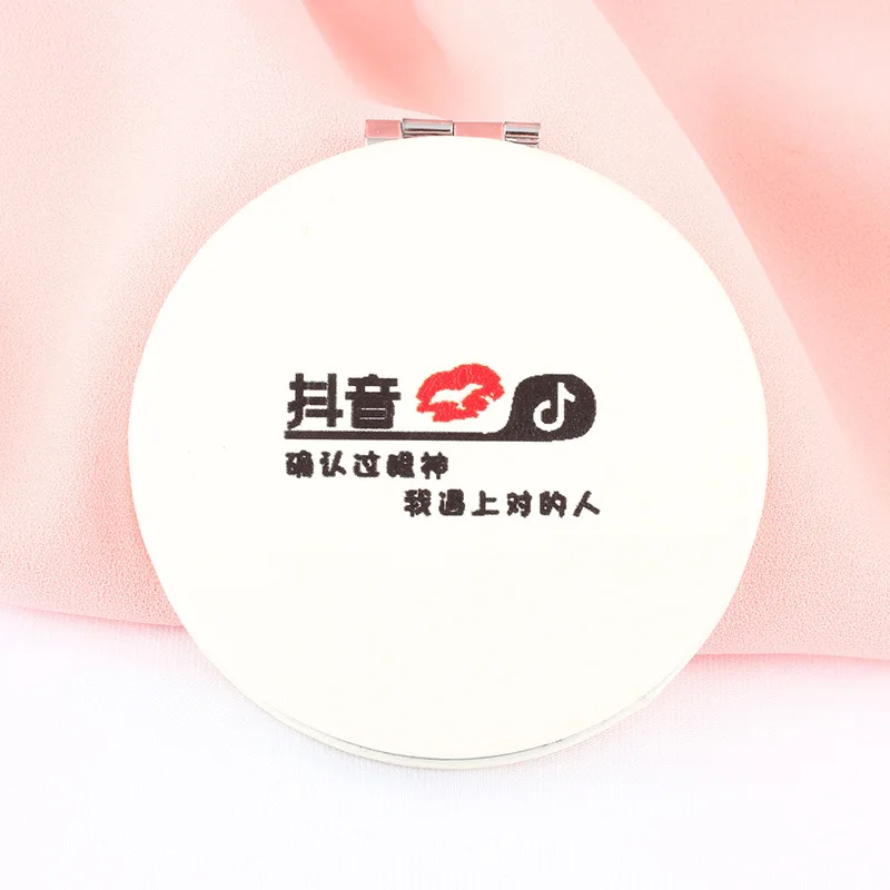 PU Folding Small Mirror Portable Makeup Pocket Mirror Round Mirror - Цвет: 5