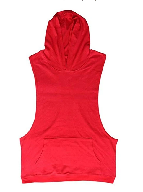 Мужская Спортивная Толстовка для фитнеса, майка для фитнеса, спортивный топ без рукавов, однотонные футболки, топы - Цвет: Красный