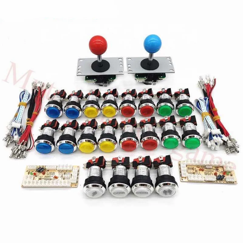 

Arcade Game DIY Parts Kit Zero Delay USB Encoder to PC+8Way Sanwa Joystick +Chrome illuminated push Button kit for Mame Game