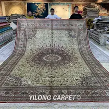 YILONG 10'x14 'Восточный дом белый фон негабаритных ручной работы персидские шелковые ковры(YXR377A