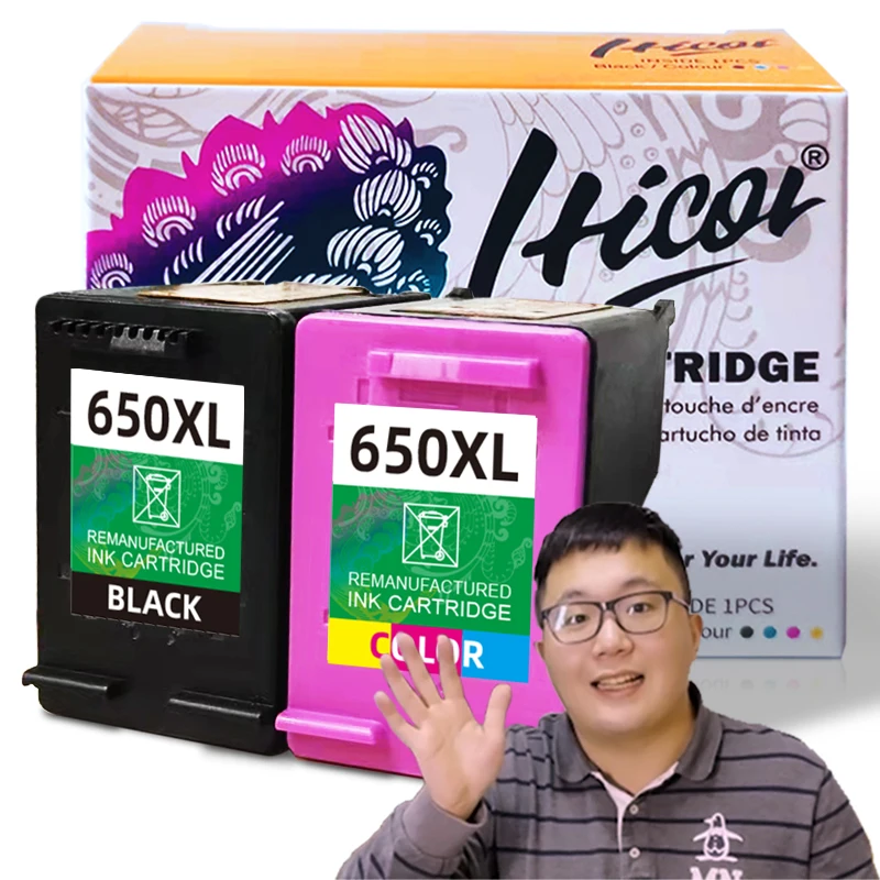Sostituzione Della Cartuccia Di Inchiostro 650Xl Rigenerata Hicor Per Hp 650 Xl Per Hp 650 Deskjet 1015 1515 2515 2545 2645 3515 3545 4515
