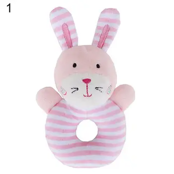 

Cartoon Frog Elephant Rabbit Lion Cotton Handbell Rattle Infant Baby Sound Toy New