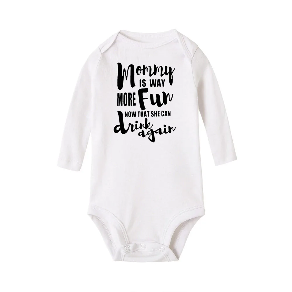 Mommy Is Way More Fun теперь, когда она может пить снова, Детский комбинезон для маленьких девочек и мальчиков, новинка года, спортивный костюм, одежда с длинными рукавами
