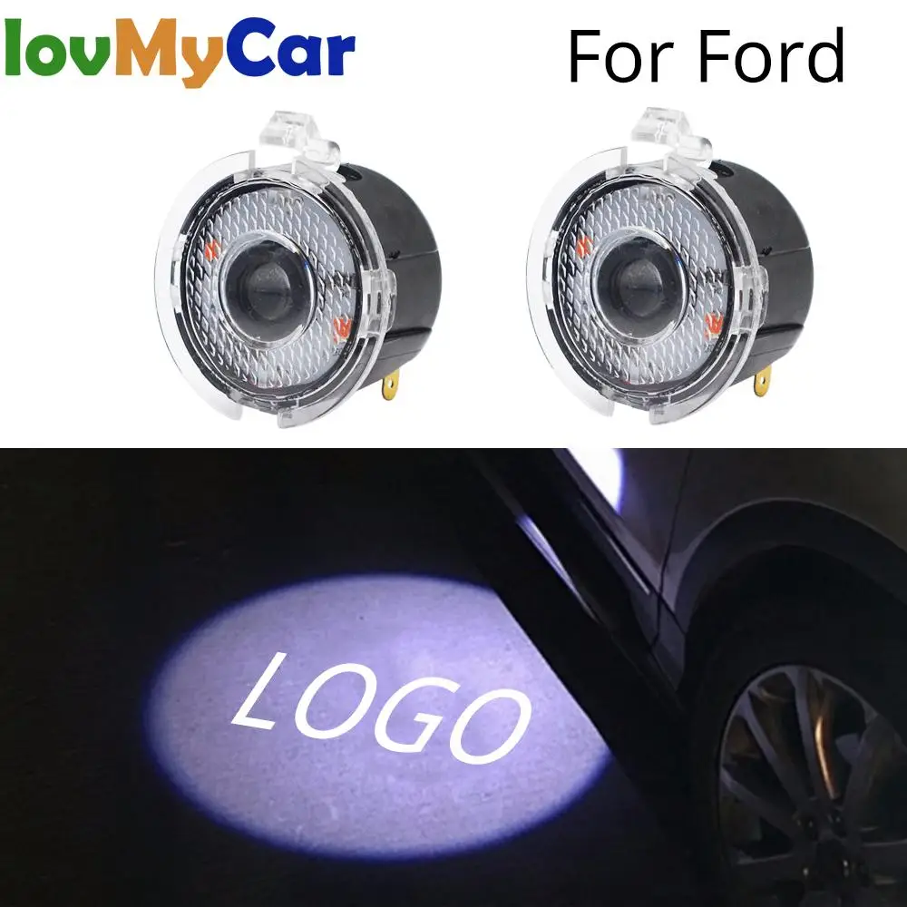 2х приветственный светодиодный светильник с логотипом для автомобиля Ford, зеркало заднего вида, лазерный проектор, светодиодный светильник с фотологотипом, автомобильная дверь, авто лампа, светильник Dc 12 В
