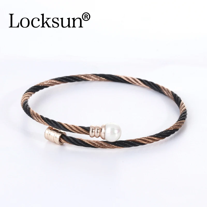 Locksun Новое поступление 585, розовое золото, нержавеющая сталь, браслеты с геометрическим жемчугом в виде ракушки, милый Рождественский фестиваль, подарок для женщин, браслеты - Окраска металла: BRA012-5