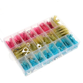 

270PCS Assorted Insulated Electrical Wire Crimp Cable Connector Spade Butt Ring Fork Set Ring Lugs Terminals Kit Rolled