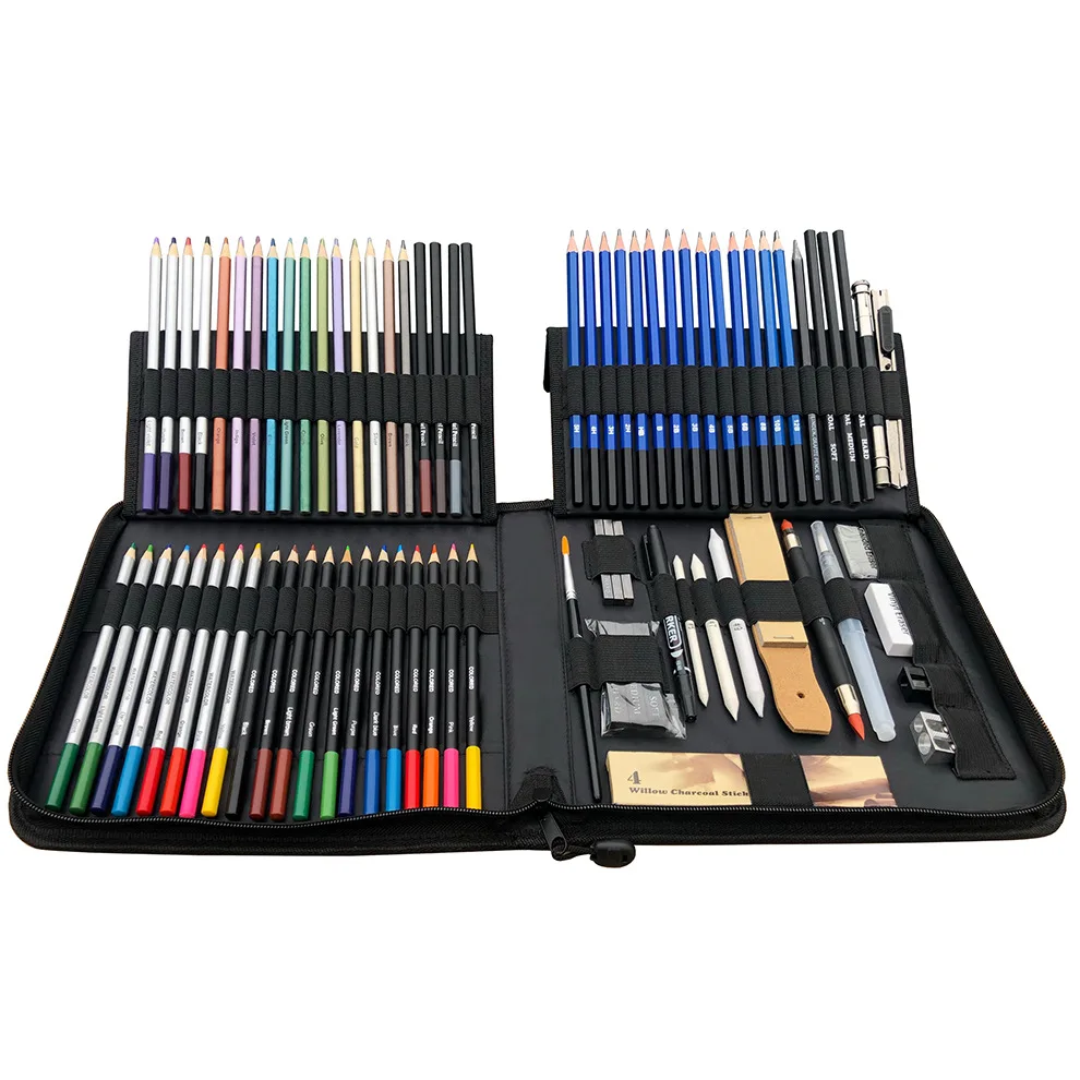 Peças de Lápis de Cor Venda Quente Oleosa Artística Chumbo Esboço Lápis Conjunto Escola Arte Profissional Pintura Suprimentos 83 1 Lápis de cor