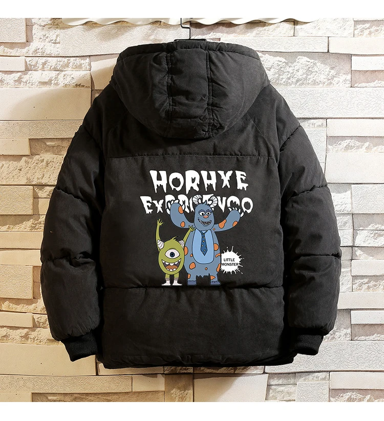 UYUK2019 Winter Wear New Thickened And Suede Bag For Large-size Printed Cartoon Hood Ed Cotton-padded Jacket Man Homme