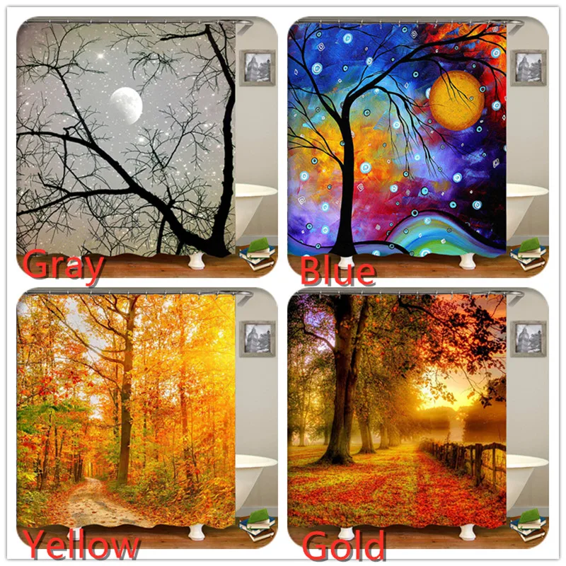 

2019 scene version multi-style 3D high-definition digital print shower curtain waterproof and moisture-proof bathroom curtain