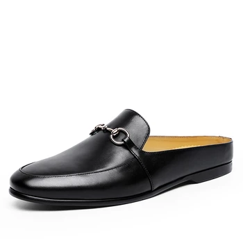 

Cowhide business men's leather shoes Classic horsebit casual loafers Handmade casual driving shoes