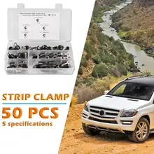 50 шт. нержавеющая сталь резиновая подкладка P кабельные зажимы трубы шланга Зажимы 5 размеров для судового дома UTV промышленный шланг стальной трубный кабель