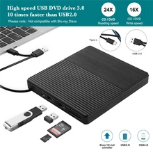 USB 3.0 External Optical Drive Portable External Type-C CD Burner High Speed CD/DVD Player TF/SD Card Reader For Windows Linux