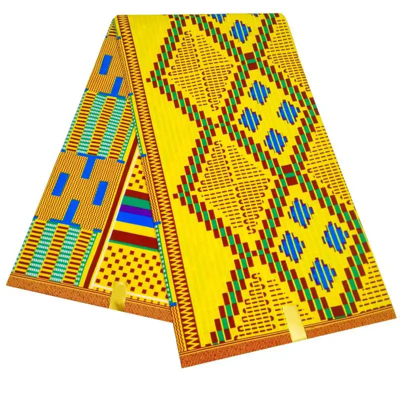 Гана kente дизайн Анкара африканская вощеная ткань принтом голландская полиэстер Ткань 6 ярдов/лот африканская восковая парча ткань для одежды - Цвет: as picture