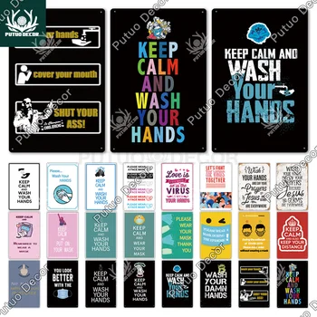 

Wash Hands Warning Door Sign Plaque Metal Tin Sign Wall Decor for Man Cave Home Club Decorative Plate