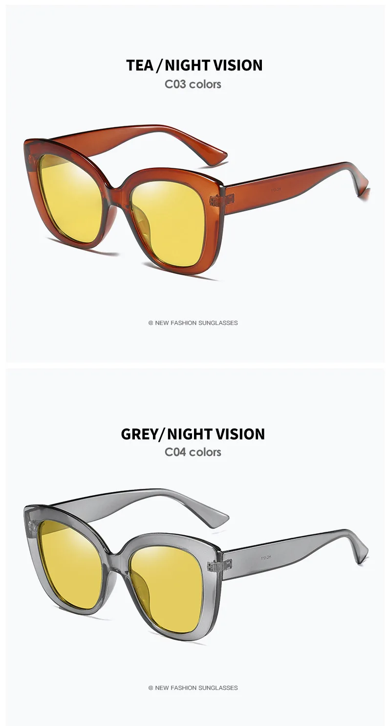 FENCHI кошачий глаз, женские очки ночного видения, Поляризованные желтые солнцезащитные очки, очки ночного видения для вождения автомобиля