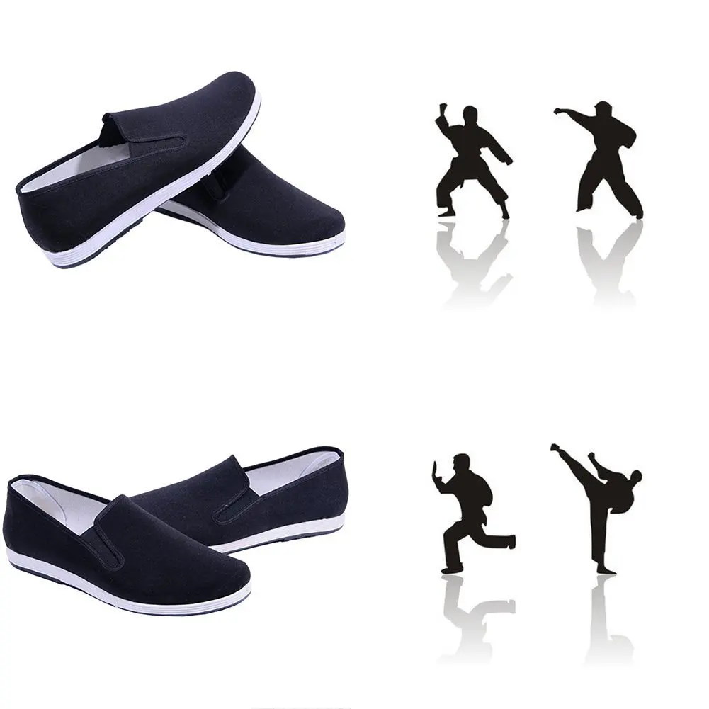 Черные кунг-фу обувь Брюс Ли Китайская традиционная старая Пекинская обувь Тай Чи боевые искусства каратэ Мужская обувь спортивные кроссовки 35~ 44