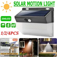 Супер яркий 206 светодиодов движения сенсорный светильник IP65 водонепроницаемые солнечные Настенные светильники для передней двери гаража