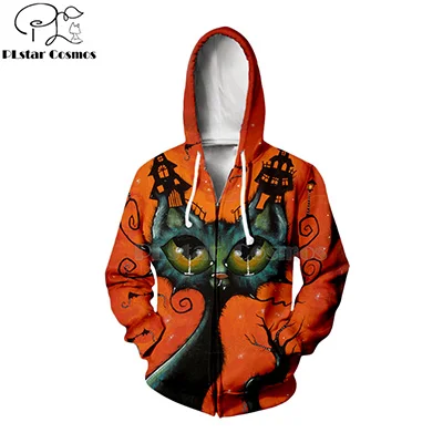 zip hoodies PLstar Cosmos/вечерние 3d толстовки с изображением черного кота Джека Скеллингтона/Толстовка на зиму, Рождество, Хэллоуин, Рождество, streetwear-15 - Цвет: zip hoodies
