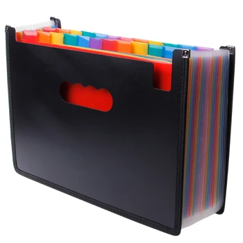 

Expanding File Folder 24 Pocket Black Accordion A4 Folder School Office Supplies