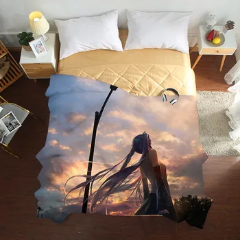 

Summer Cool Tencel Single Quilt Cover Cartoon Anime Girl Bedding Set Air Conditioner Silky and Comfortable Duvet Covers 05