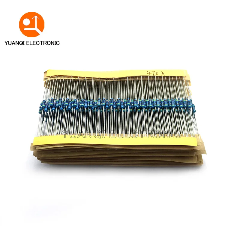 600pcs 1/4W 1 Metal Film Resistor Assorted Kit Set 10 1M Ohm 30