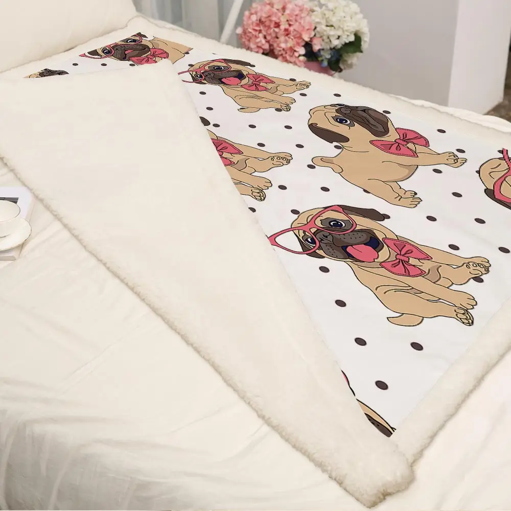 Miracille, одеяло для дивана с бульдогом, хиппи, мопс, шерпа, Флисовое одеяло для кровати, дивана, украшение детской комнаты