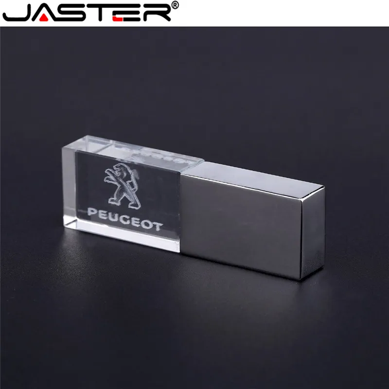 JASTER Peugeot crystal + металлический USB флеш накопитель Флешка 4 ГБ 8 16 32 64 Гб 128 Внешняя
