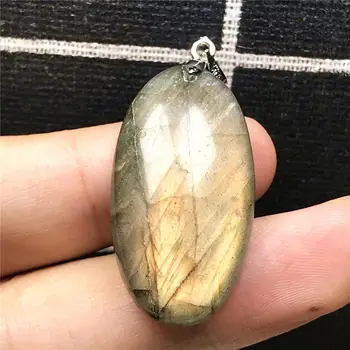 

Genuine Natural Yellow Light Labradorite Pendant Jewelry For Woman Man Crystal 32x17x8mm Beads Egg Shape Moonstone Stone AAAAA