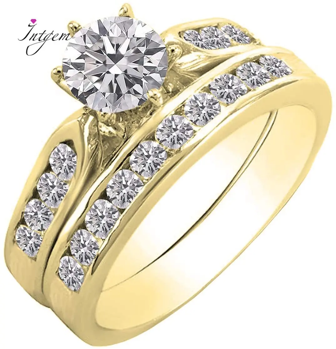 

Women's 1.00 Carat (Ctw) 10K 14K 18K Rose Gold Round Moissanite Diamond Engagement Wedding Band Ring Set 1 Ct (Size) Wholesale