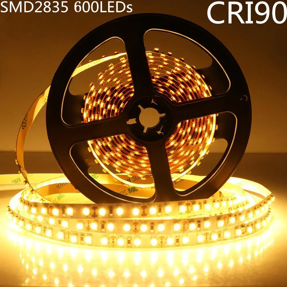 

DIY LED U-Home High CRI RA 90+ LED Strip Light SMD 2835 DC12V 5M 600leds Nonwaterproof Warm White 3000K LED Lighting for Holiday