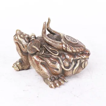 

Pure copper golden toad three-legged golden toad king antique old crafts office decoration lucky wealth toad statue