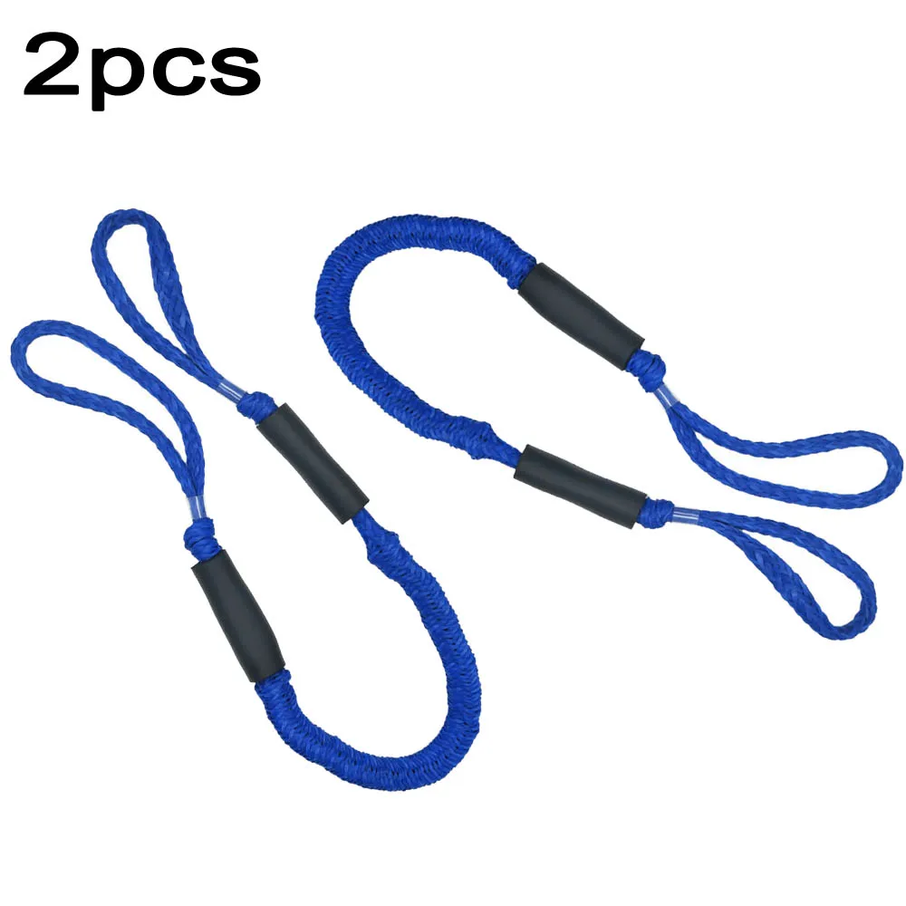 2 Pcs 3.5-5.5 Ft Bungee Dock Line Mooring Rope For Boat Blue High Quality