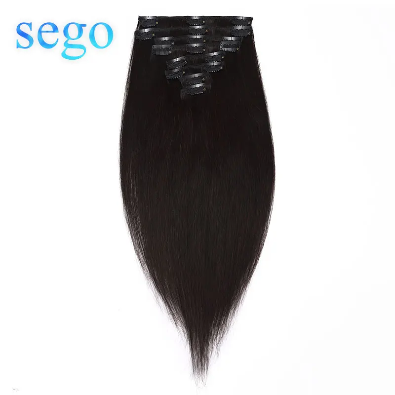 SEGO 75 120 г 10 &quot 24&quot 8 шт. набор из натуральных волос на заколках для наращивания 100%
