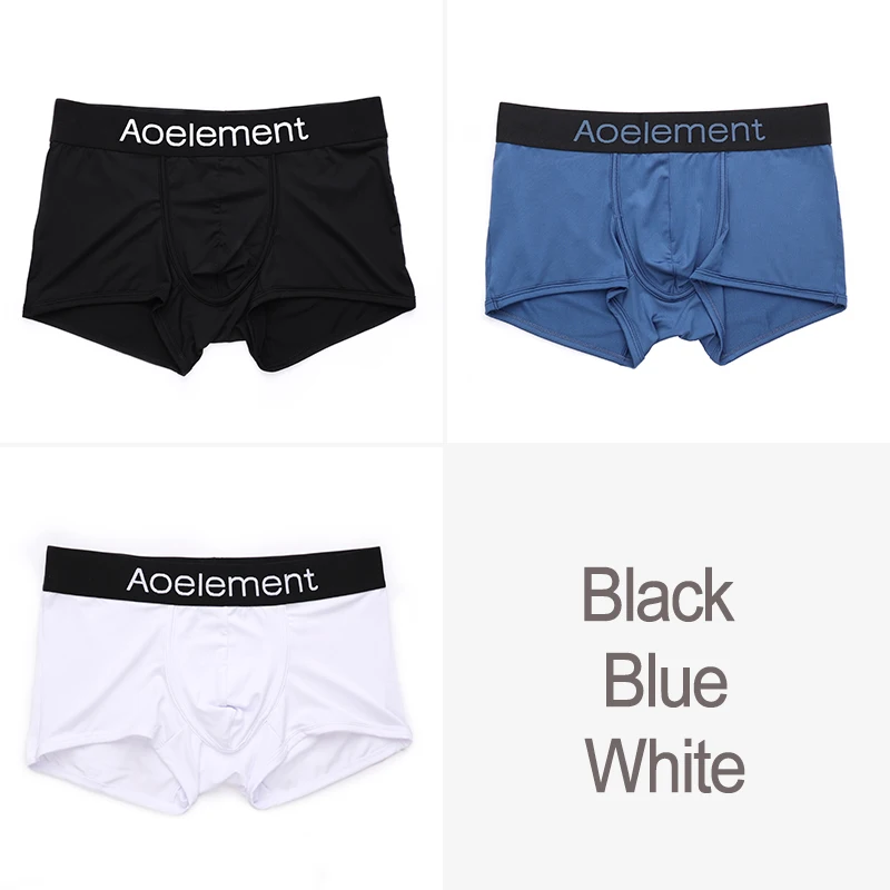 Black Blue White DULASI дышащие удобные мужские боксеры одноцветные мужские шорты нижнее белье 3 шт./лот - Цвет: Black Blue White