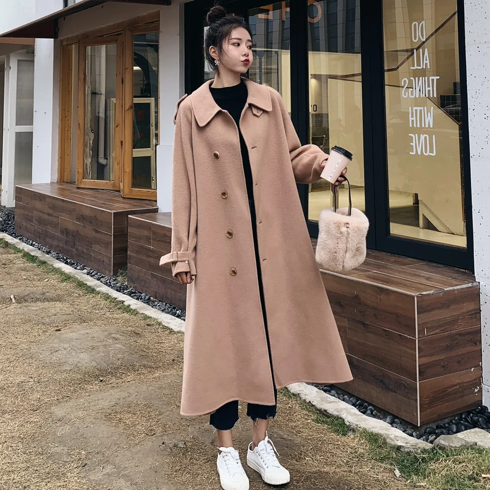 

Photo Shoot French Woolen Jacket 2019 Autumn & Winter New Style WOMEN'S Dress Retro British Style Waist Hugging Lace-up Woolen O