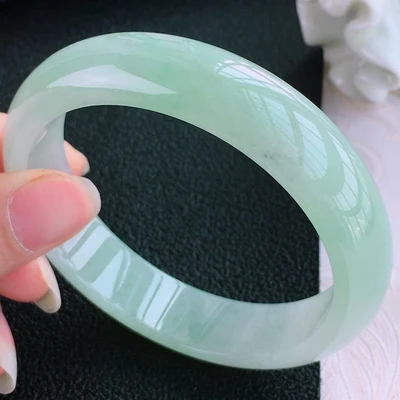 

Natural Burmese Jadeite Light Green 54-64mm Bracelet Elegant Princess Jewelry Best Gift for Mom and Girlfriend