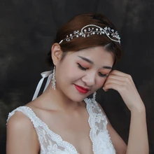 Свадебные ободки TRiXY H93 с серебряными бриллиантами, свадебные украшения для волос, жемчужные диадемы для невесты, свадебные аксессуары для волос