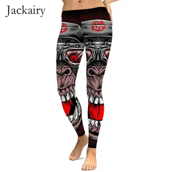 

Plus Size Fashion Skull Print Leggings Women Sexy High Waist Sportwear Gym Fitness Leggings Elastic Slim Running Pants