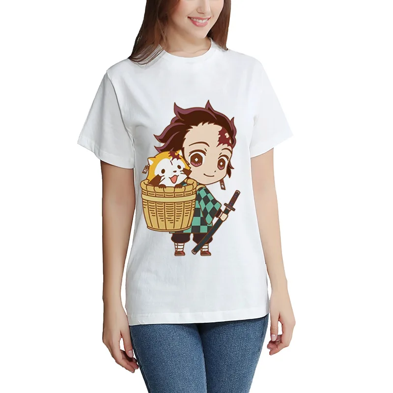 Kimetsu No Yaiba T-shirt Short Sleeve Men's And  Women's Tees Tops Kids Demon Slayer Oversized T Shirt DIY Photo Log Customized